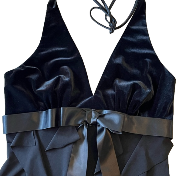 Betsy & Adam Dresses & Skirts - Formal Black Dress Gown Pageant Bow Ruffle Velvet Satin NWT Pageant Party